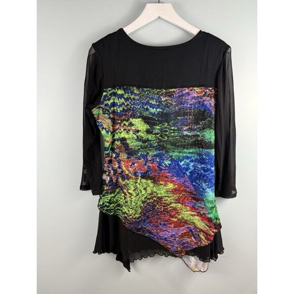 From the Heart Womens Tunic Top Size L Artsy Boho Sheer Mesh Lagenlook - Picture 4 of 6